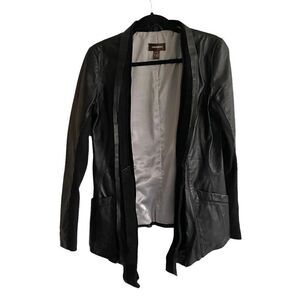 DANIER leather open front blazer jacket black XS
